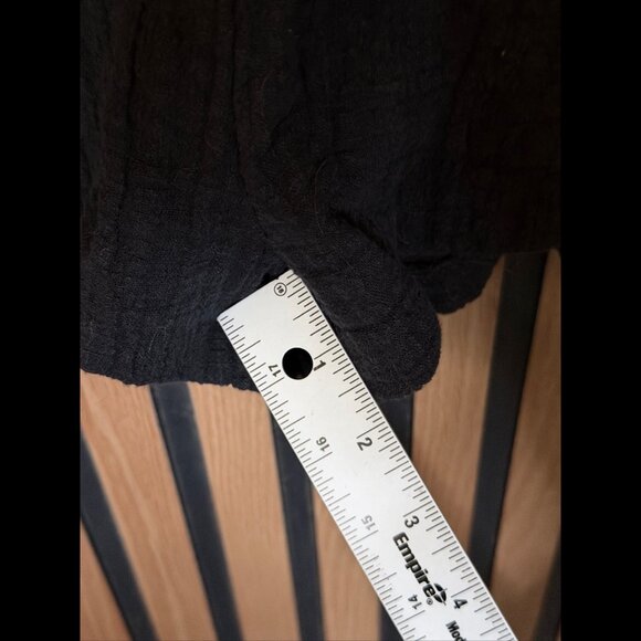 Zara One Piece XS Black Textured Henley Roll Tab Short Sleeve Pockets Romper - Picture 5 of 11